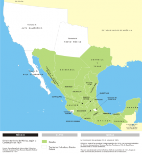 territorial map of Mexico in 1824