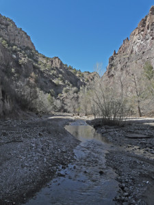 Afternoon shadows come early in the deep canyon of Lower Dry Creek