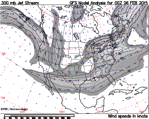 jet stream map for February 26, 2015