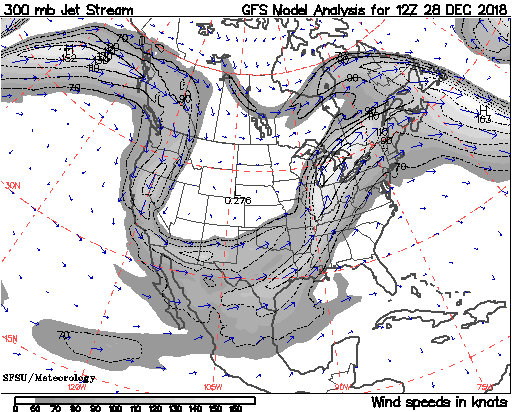 jet stream map for 12/28/18