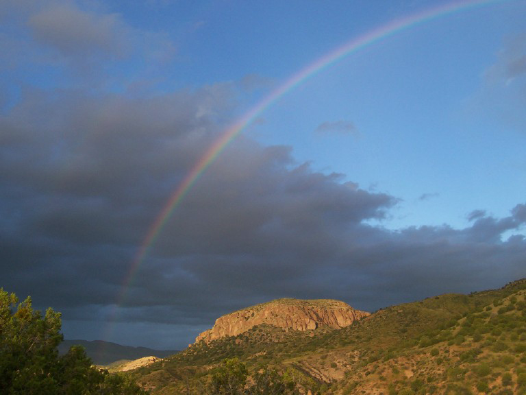 rainbow over Turtle Rock at Casitas de Gila Guesthouses