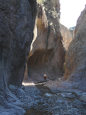 hiking a canyon trail in the Gila