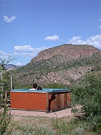 enjoying the hot tub near Silver City